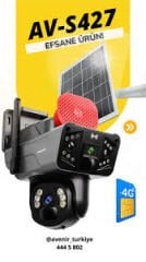 Avenir AV-S427 3mp+3mp = 6mp ve 2 Kameralı Solar Ptz 4g Sim Kart