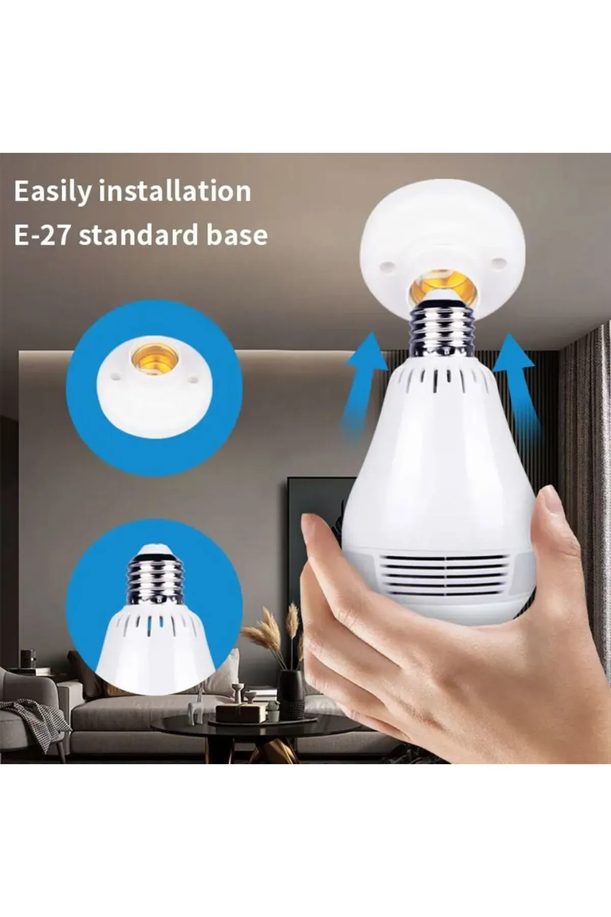 Ampul Kamera WiFi V380 APP Mini Güvenlik IP VR Bulut Depolama 360 Derece Panoramik Kamera