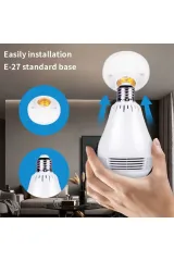 Ampul Kamera WiFi V380 APP Mini Güvenlik IP VR Bulut Depolama 360 Derece Panoramik Kamera