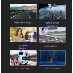 Tüm Araçlara Uyumlu 4 Kameralı 7'' Monitör Ekran dahil 128 GB SD Kart destekli Tak Kullan Kamera Seti