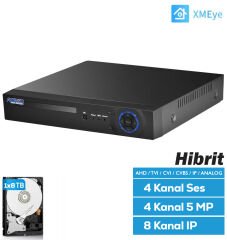 Ahd DVR 4 Kanal 2mp 1080P H265 5ın1 Hibrit Xmeye Kayıt Cihazı AV