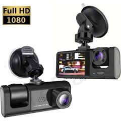 Wi-Fi Full HD 3 Kameralı Araç İçi Güvenlik Kamerası 64GB – IR Gece Görüşü, Ön-Arka-İç Kayıt,DashCam