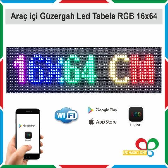 Rp717 9*40cm Esnek Led Matrix Panel Su Geçirmez Bluetooth Telefon destekli